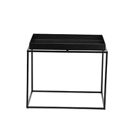 Slickblue Side End Table with Tray Top and Open Cubic Metal Frame for Modern Stylish Decor