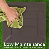 Square Patio Side Table - 16.75" Outdoor End Weather-Resistant Set of 2 Gray Grid Tabletop