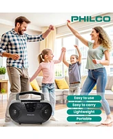 Philco Wired Bluetooth Boombox with Cd & Cassette Player Cassette Recorder, Bluetooth Audio MP3/Wma/Cd-r/Cd-rw Compatible, Fm Radio, Aux & jack