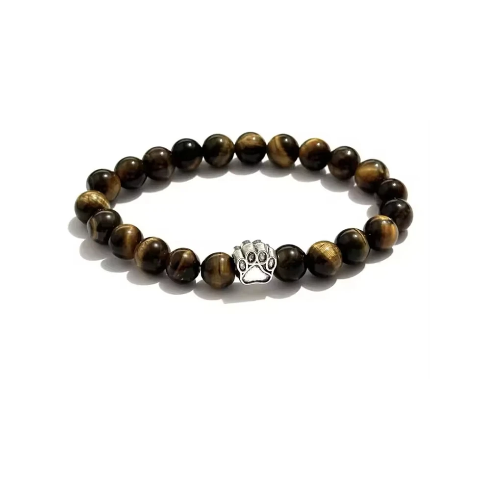 Hollywood Sensation PawZee Tiger's Eye Paw Print Charm Bracelet