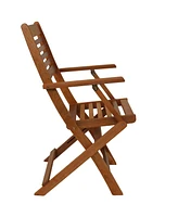 Meranti Wood Outdoor Folding Patio Armchairs - Set of 2 - Teak Oil Finish