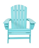 Sunnydaze Decor All-Weather Outdoor Adirondack Chair with Drink Holder - Heavy Duty Hdpe Weatherproof Patio