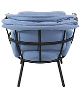 Sunnydaze Decor Modern Luxury Egg Chair - Powder-Coated Aluminum Frame with Polyester Cushion and Retractable Canopy Blue