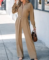 Cupshe Women's Luxe Belted Zip Front Utility Jumpsuit, Created for Macy's