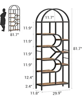 gaomon Bookshelf 6 Tier Arched Bookcase 81.7in Tall Display Racks Geometric Open Storage Shelf