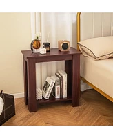 Gymax 2-Tier End Table Modern Sofa Bedside Table Compact Nightstand w/ Storage Shelf