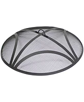 Black Reinforced Steel Mesh Fire Pit Spark Screen with Ring Handle