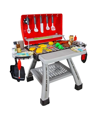 Sunnydaze Decor Sizzle and Smoke Toy Grill Set (41 pcs) - Lights, Sounds, and Play Features - Kids Grill Playset Bbq Cooking Toy Ages 3+