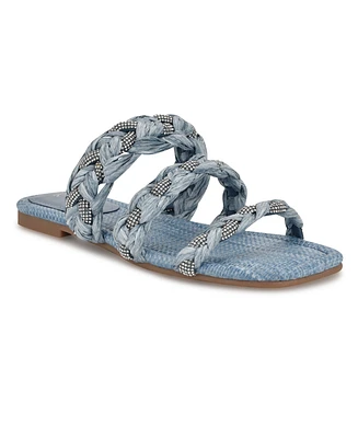 Nine West Women's Qazz Woven Embellished Flat Sandals