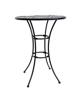 Sunnydaze Decor Elegant Black Wrought Iron Bar Table - 30-Inch Diameter x 39.5 Inches Tall - Dining Table Only