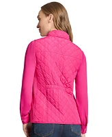 Jones New York Women's Quilted Patch Pocket Vest with Snaps Zipper