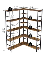gaomon 5-Tiers Corner Bookshelf with Metal Frame