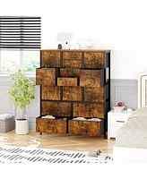 gaomon 15 Drawers Fabric Dresser for Bedroom, Tall Vertical Storage Dresser & Chests of Drawers, Storage Drawer Organizer w/Metal Frame