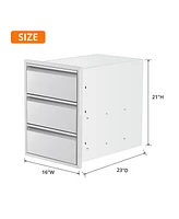 gaomon 16" W x 21" H x 23" D Outdoor Kitchen Drawers with Paper Towel Holder, Stainless Steel Outdoor Kitchen Drawers, 3-Layer Flush Mount Bbq Drawers