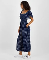 Tommy Hilfiger Women's Flutter-Sleeve Polka Dot Jumpsuit