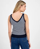 Nautica Jeans Women's Terry Striped Sleeveless Sweater