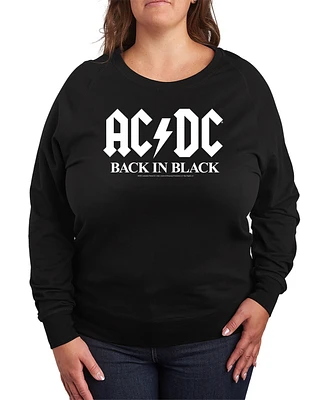 Hybrid Apparel Plus Acdc Logo Back Black Graphic Pullover Top