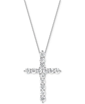 Diamond Cross Pendant Necklace (2 ct. t.w.) in 14k White Gold, 16" + 2" chain extender