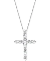 Diamond Cross Pendant Necklace (2 ct. t.w.) in 14k White Gold, 16" + 2" chain extender