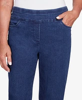 Alfred Dunner Women's Classic Denim Fringe Capri Pant