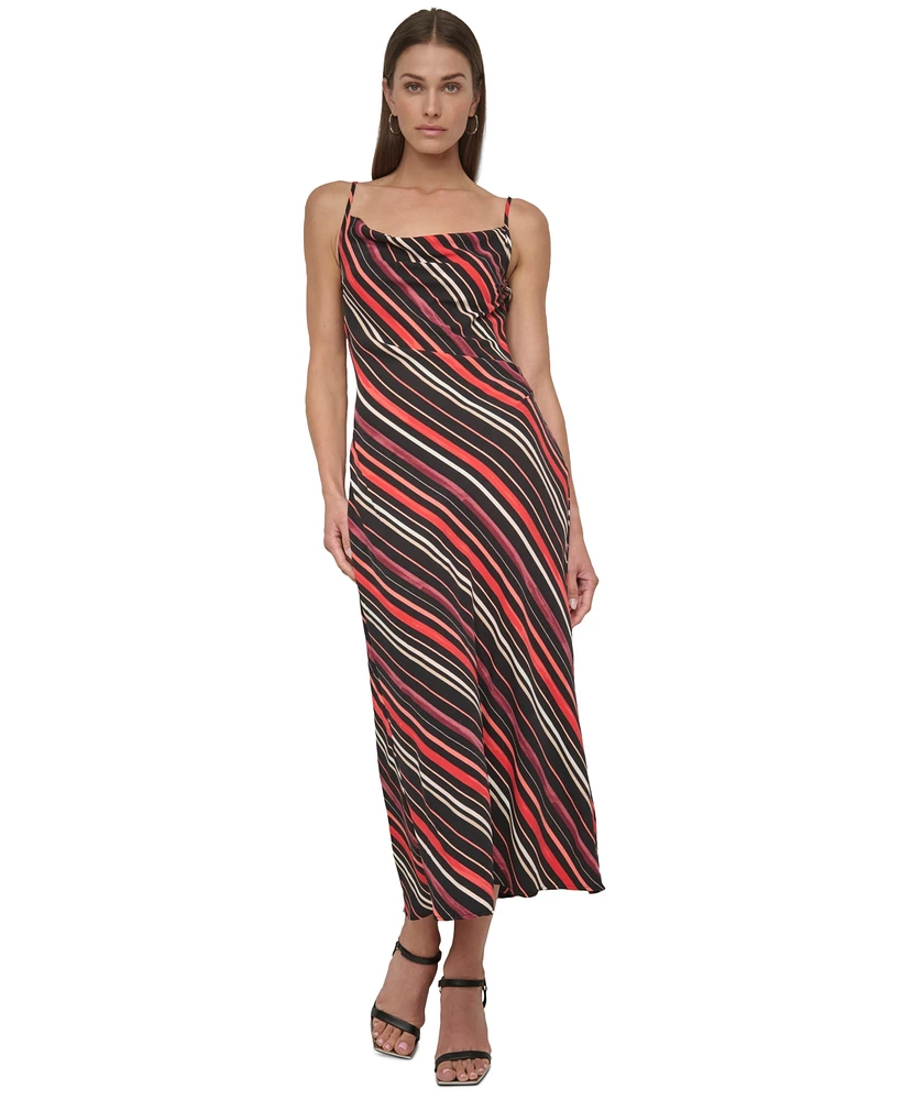 Dkny Women's Printed Cowl-Neck Sleeveless Slip Dress