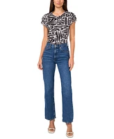 Vince Camuto Women's Printed Flutter-Sleeve Top