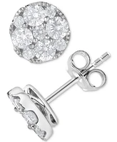 Diamond Cluster Stud Earrings (1 ct. t.w.) in 14k White Gold