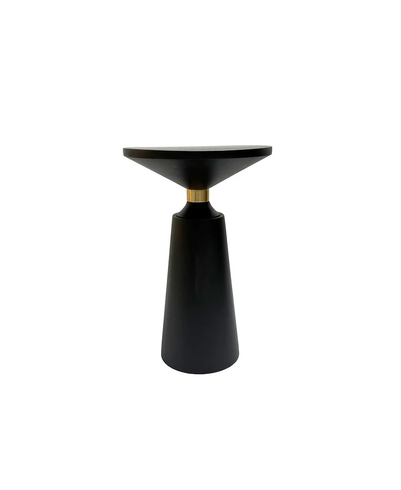 Side End Table with Round Top, Pedestal Base, and Shiny Brass Support Modern and Elegant Accent for Living Room or Bedroom