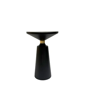 Side End Table with Round Top, Pedestal Base, and Shiny Brass Support Modern and Elegant Accent for Living Room or Bedroom