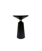 Side End Table with Round Top, Pedestal Base, and Shiny Brass Support Modern and Elegant Accent for Living Room or Bedroom