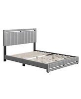 Boyd Sleep Belle Upholstered Platform Bed with Headboard, Mattress Foundation with Strong 14 Wood Slat Supports