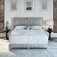 Boyd Sleep Belle Upholstered Platform Bed with Headboard, Mattress Foundation with Strong 14 Wood Slat Supports