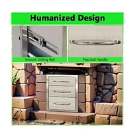 gaomon Outdoor Kitchen Drawer, 3-Layers Stainless Steel 14"x20.5"x23" Enclosed Built-in Flush Mount Outdoor Kitchen Access Drawer, Bbq Island for Outd