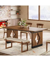 Tribesigns 63-Inch Dining Table for 4-6 People, Rectangle Kitchen Table with Heavy Duty Legs, Farmhouse Wooden Dining Room Table for Dining Room, Kitc