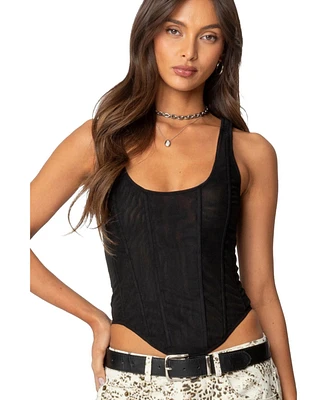 Edikted Womens Taty Mesh Corset