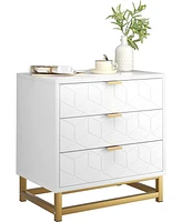 gaomon 3 Drawer Dresser for Bedroom, Wood Chest of Drawers with Metal Legs, Modern Storage Dresser Chest Cabinet Organizer, Large Dresser for Hallway