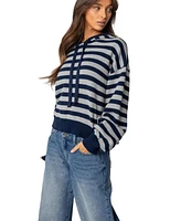 Edikted Women's Striped Hooded Knit Sweater