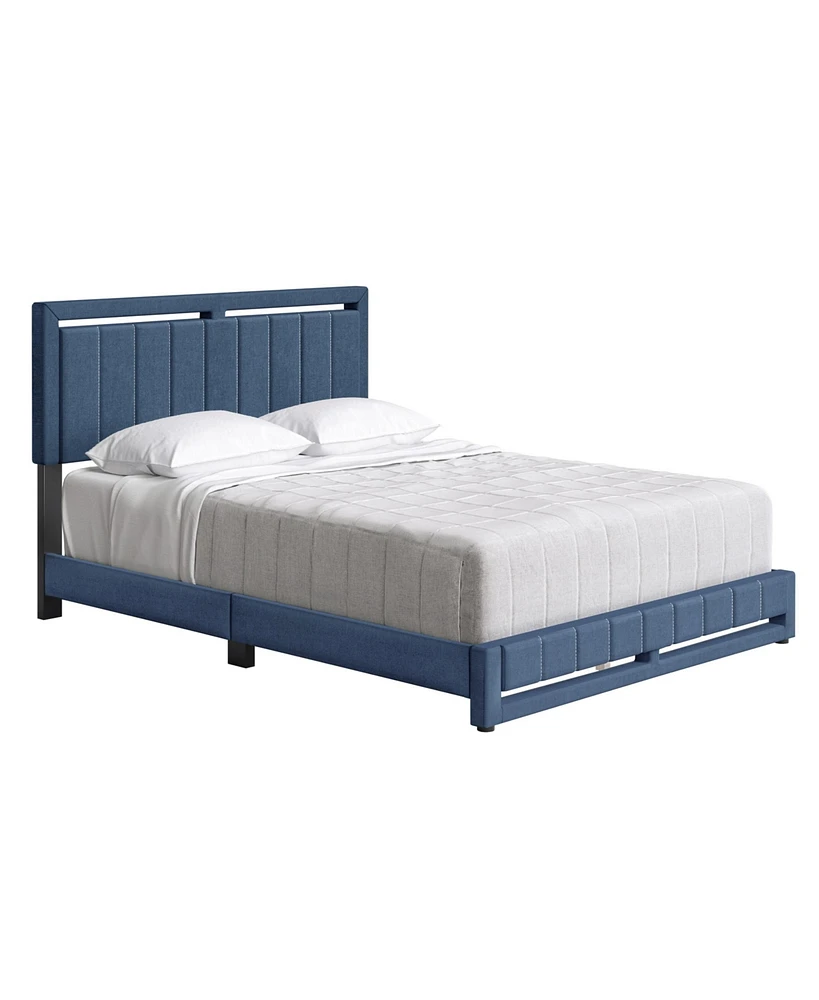 Boyd Sleep Siri Upholstered Platform Bed with Headboard, Mattress Foundation with Strong 14 Wood Slat Supports