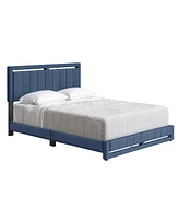 Boyd Sleep Siri Upholstered Platform Bed with Headboard, Mattress Foundation with Strong 14 Wood Slat Supports