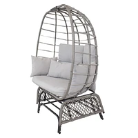 Double Outdoor Egg Chair with Legs - 2-Seat Glider Rocking Egg Chair with Cushions and Pillows - Gray