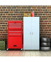 Gymax 2 in 1 Rolling Cabinet Storage Chest Box Garage Toolbox Organizer w/ 6 Drawers