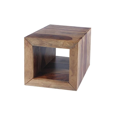 Slickblue Cube Shaped Rosewood Side Table for Modern Home Decor and Storage Solutions
