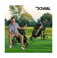 Jovial Foldable 3-Wheel Golf Push Cart with Scorecard Holder