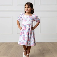 Hope & Henry Heirloom Girls' Organic Short Sleeve Puff Party Dress, Kids