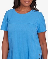 Alfred Dunner Petite Classics Solid Textured Short Sleeve T-Shirt
