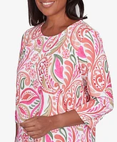 Alfred Dunner Petite Classics Embellished Crewneck Paisley Top