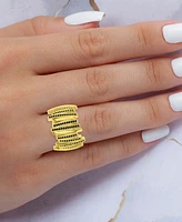 Macy's Black Cubic Zirconia Multi Row Ring 14k Gold Over Sterling Silver