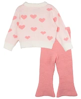 Rare Editions Baby Girl Heart Print Knit Outfit, 2-Piece Set