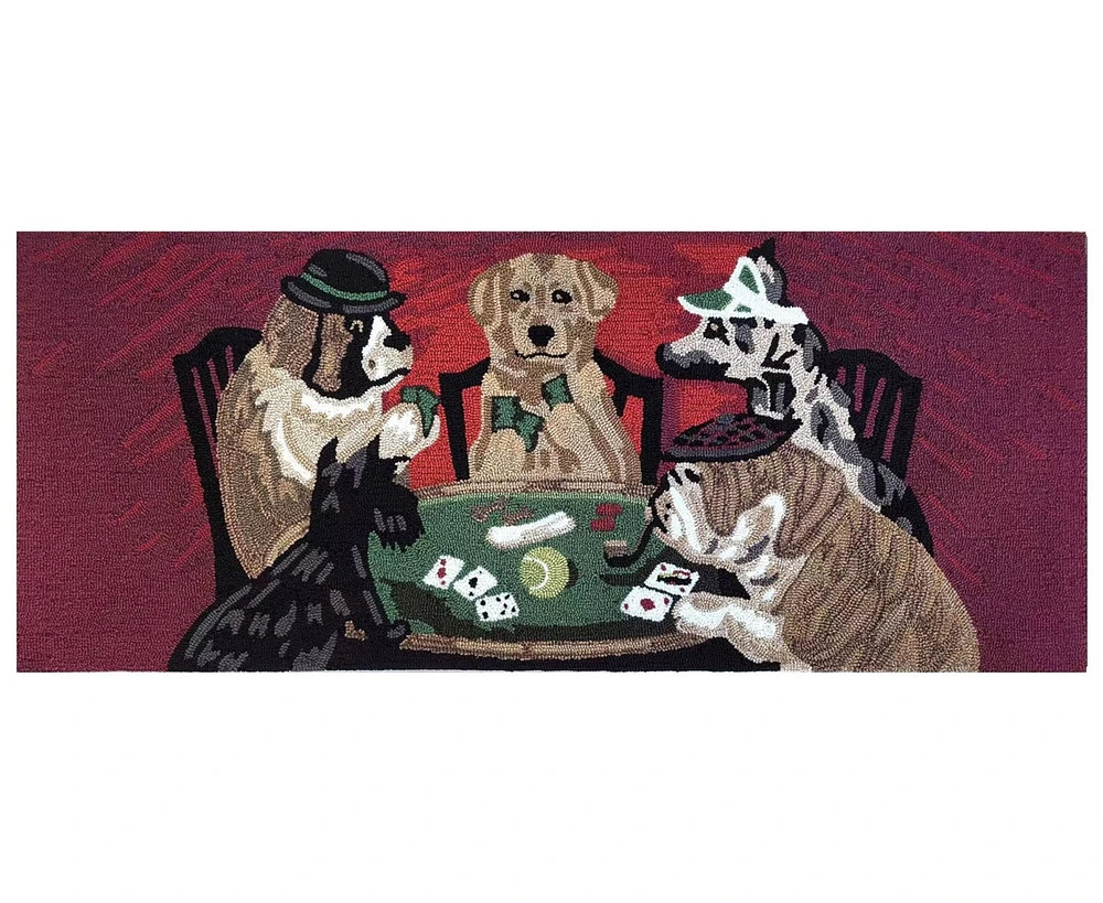 Liora Manne' Frontporch Poker Pups 2'x5' Runner Area Rug