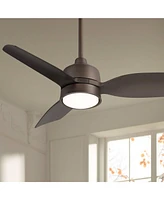 Casa Vieja 36" Verdin Modern Indoor Outdoor Ceiling Fan 3 Blade Led Light Remote Control Emperial Bronze Finish Brown Blades Bedroom Living Room Kitch